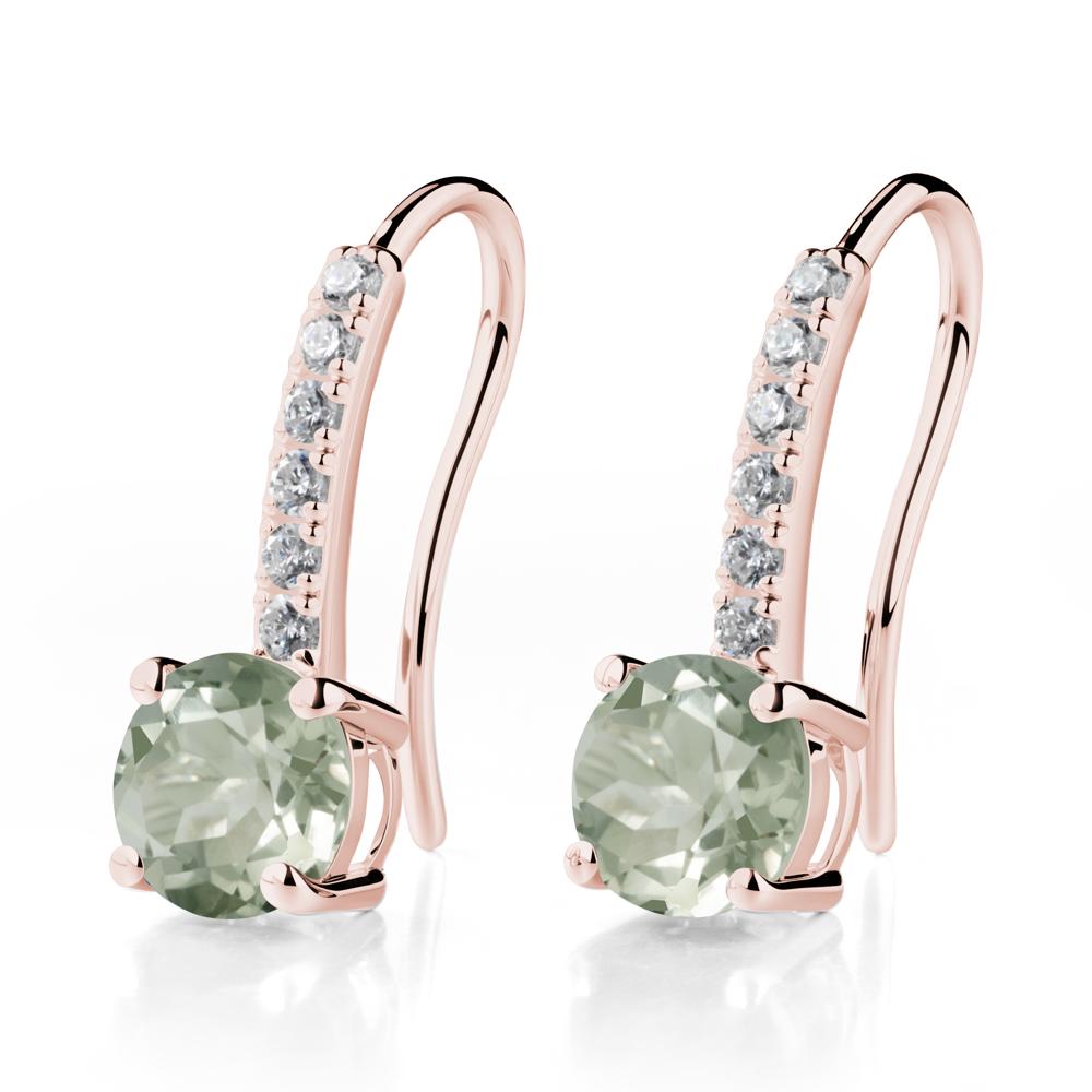 Simple Round Green Amethyst Dangle Earrings - LUO Jewelry #metal_18k rose gold