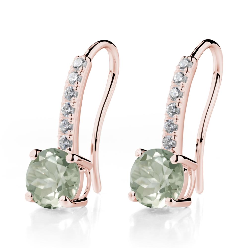 Simple Round Green Amethyst Dangle Earrings - LUO Jewelry #metal_18k rose gold