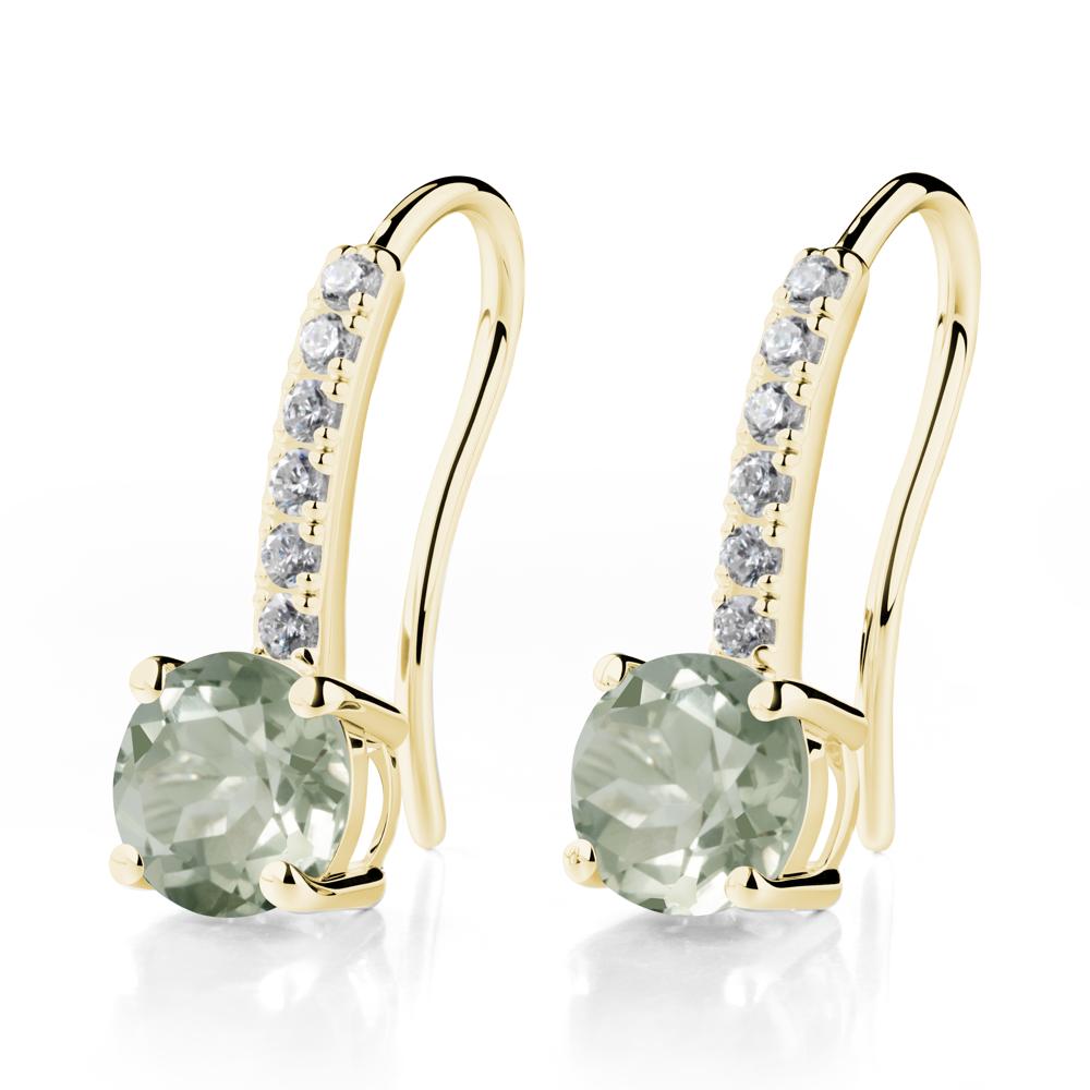 Simple Round Green Amethyst Dangle Earrings - LUO Jewelry #metal_18k yellow gold