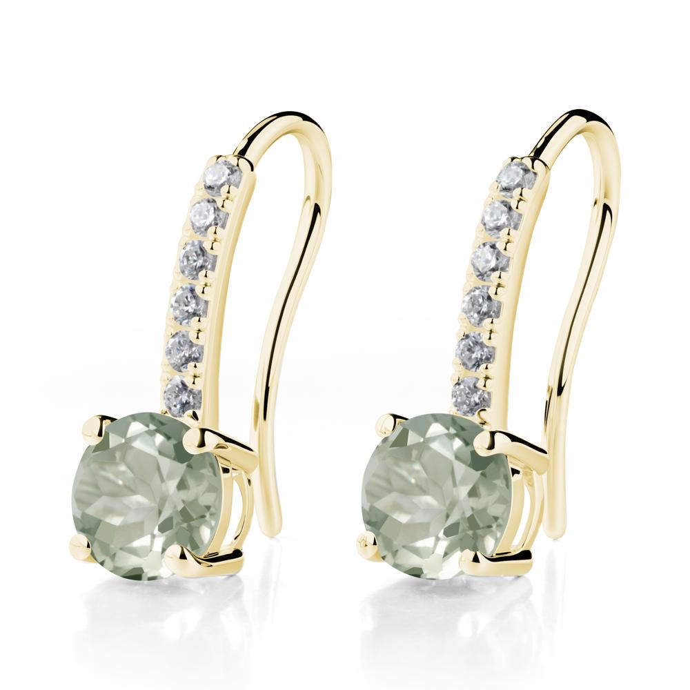 Simple Round Green Amethyst Dangle Earrings - LUO Jewelry #metal_18k yellow gold