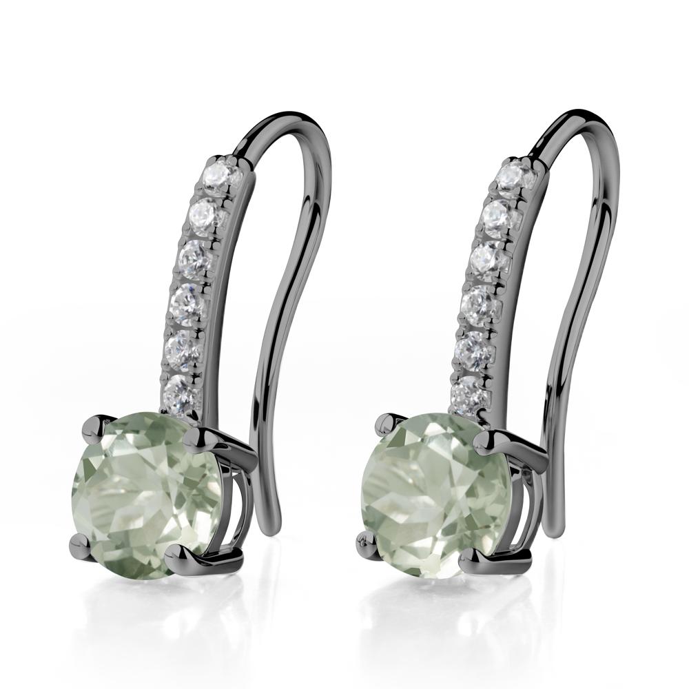 Simple Round Green Amethyst Dangle Earrings - LUO Jewelry #metal_black finish sterling silver