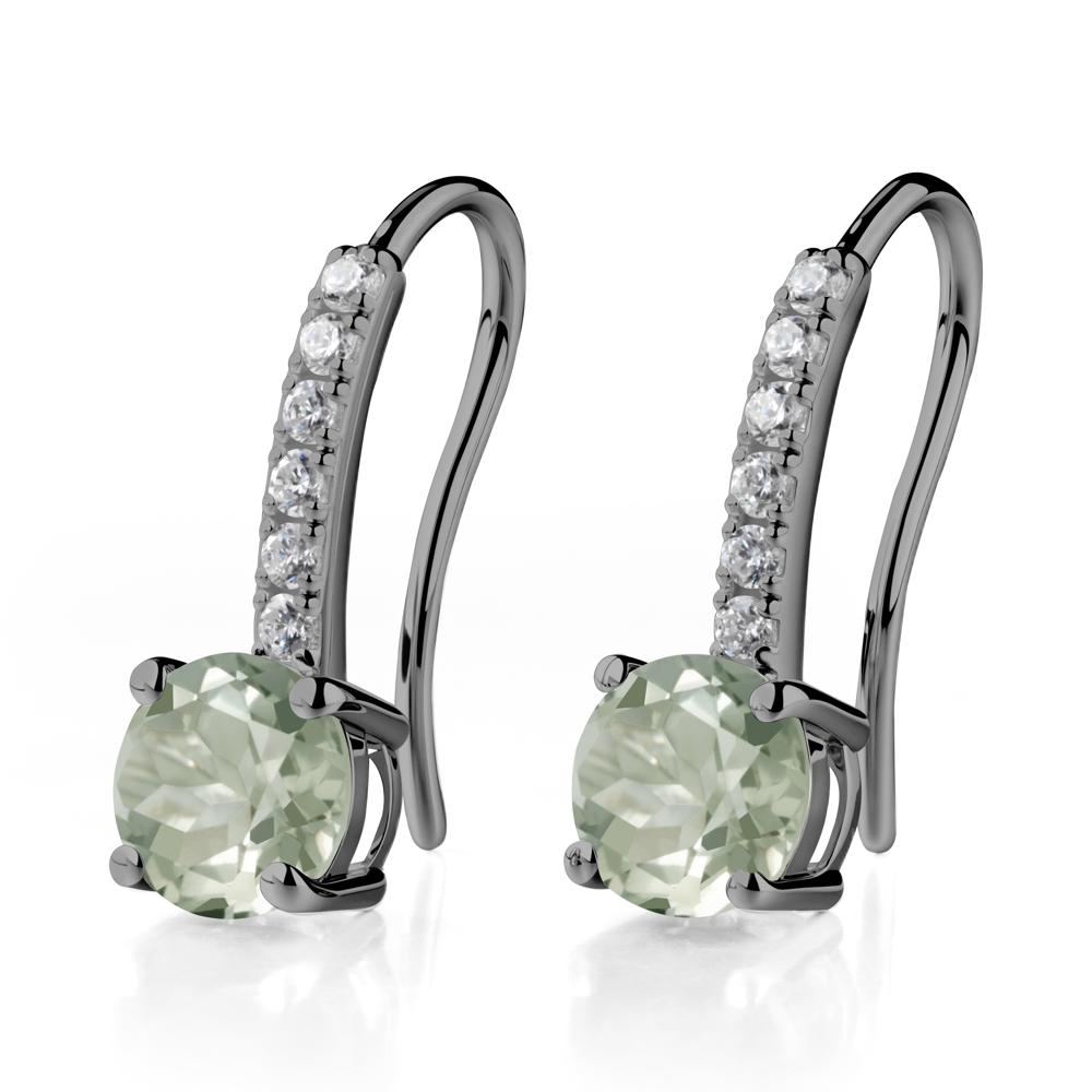 Simple Round Green Amethyst Dangle Earrings - LUO Jewelry #metal_black finish sterling silver