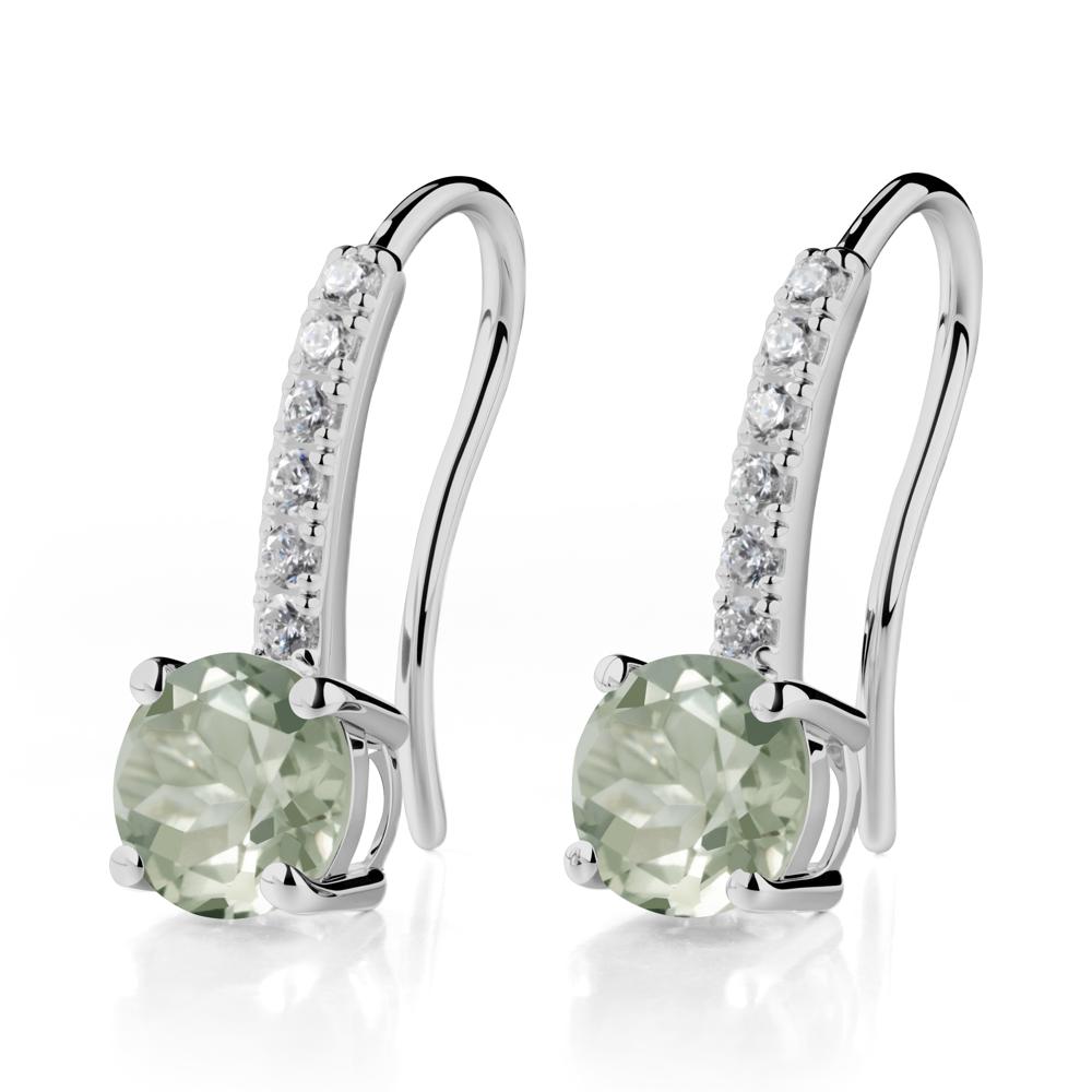 Simple Round Green Amethyst Dangle Earrings - LUO Jewelry #metal_platinum