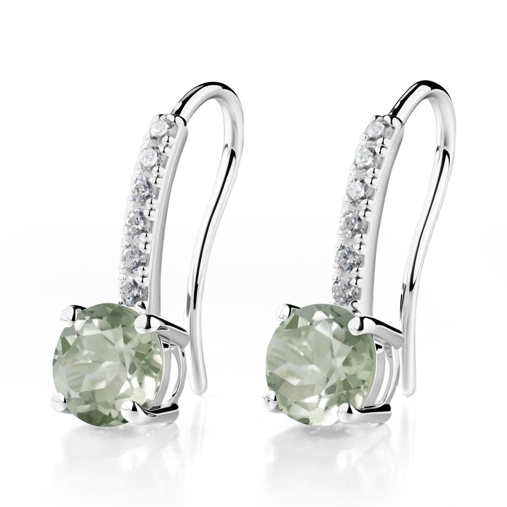 Simple Round Green Amethyst Dangle Earrings - LUO Jewelry #metal_sterling silver