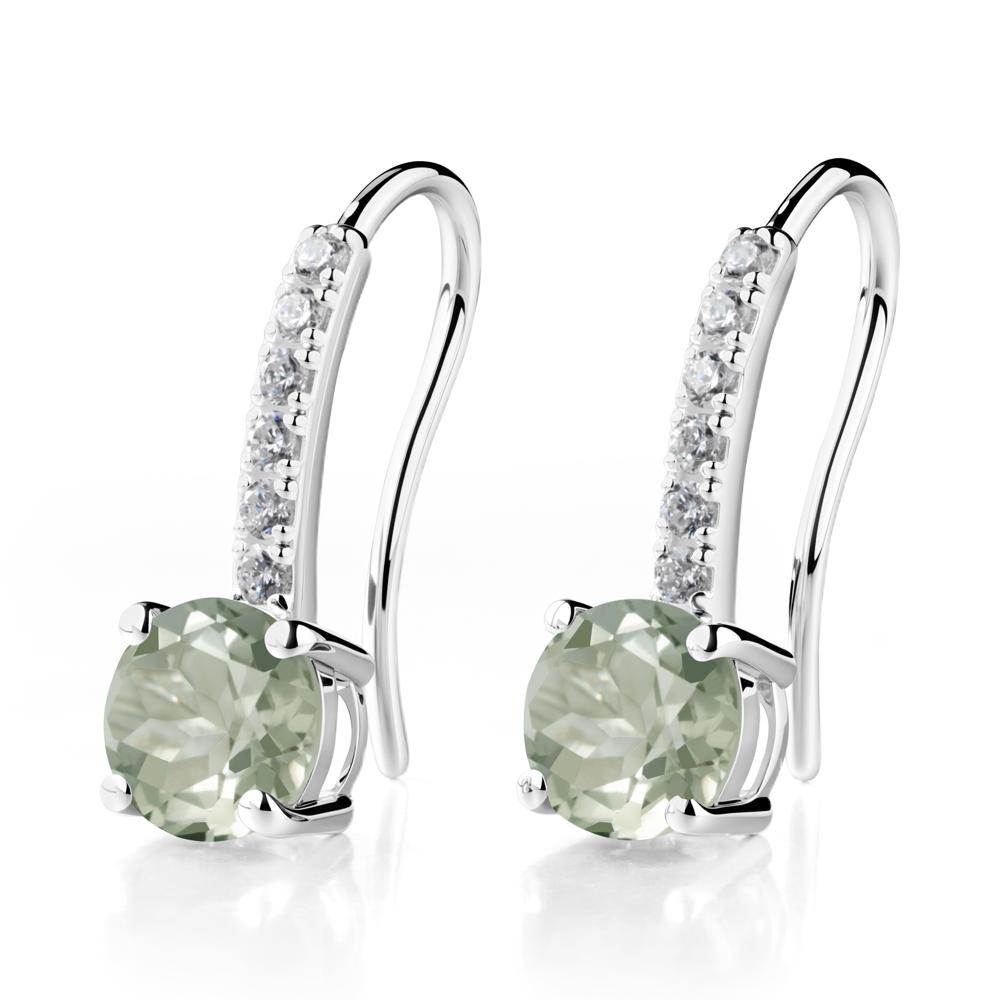 Simple Round Green Amethyst Dangle Earrings - LUO Jewelry #metal_sterling silver