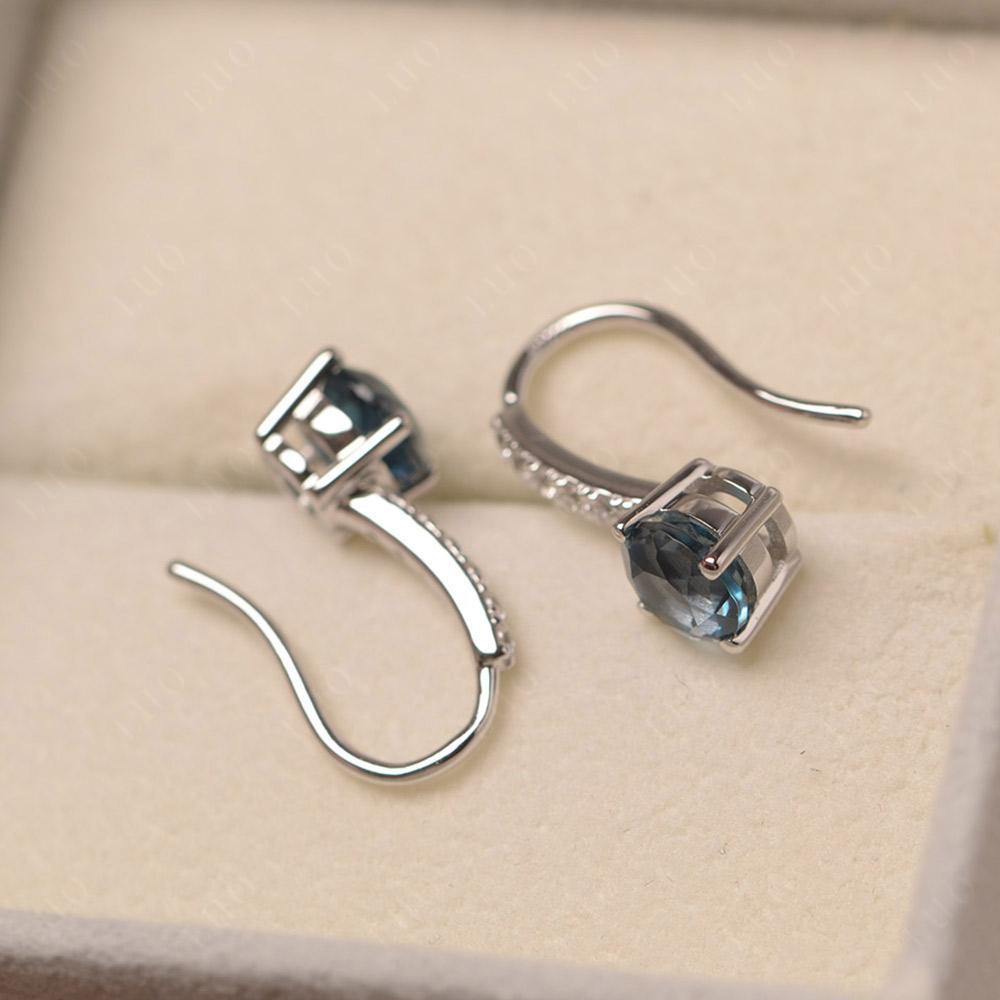 Simple Round London Blue Topaz Dangle Earrings - LUO Jewelry
