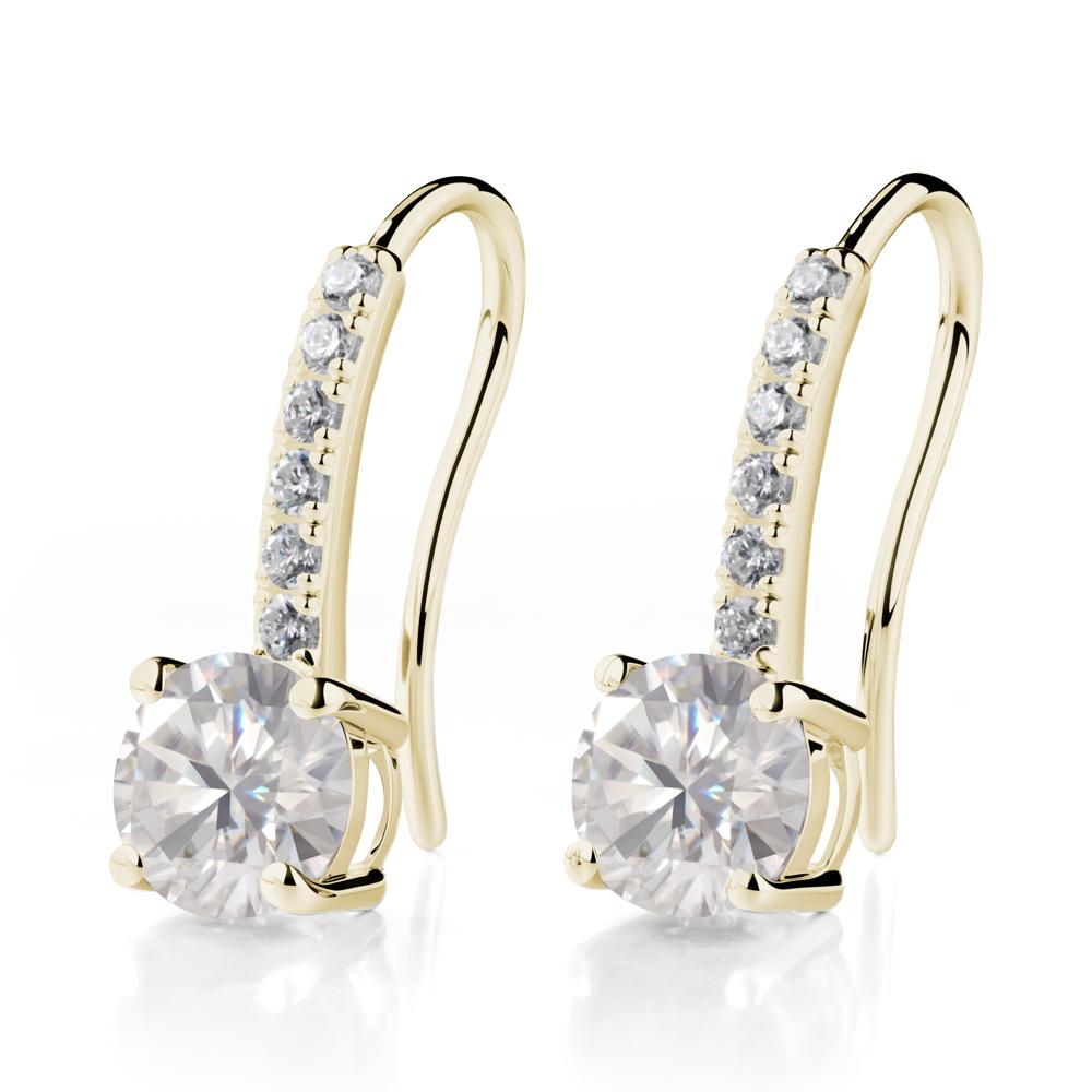Simple Round Moissanite Dangle Earrings - LUO Jewelry #metal_14k yellow gold