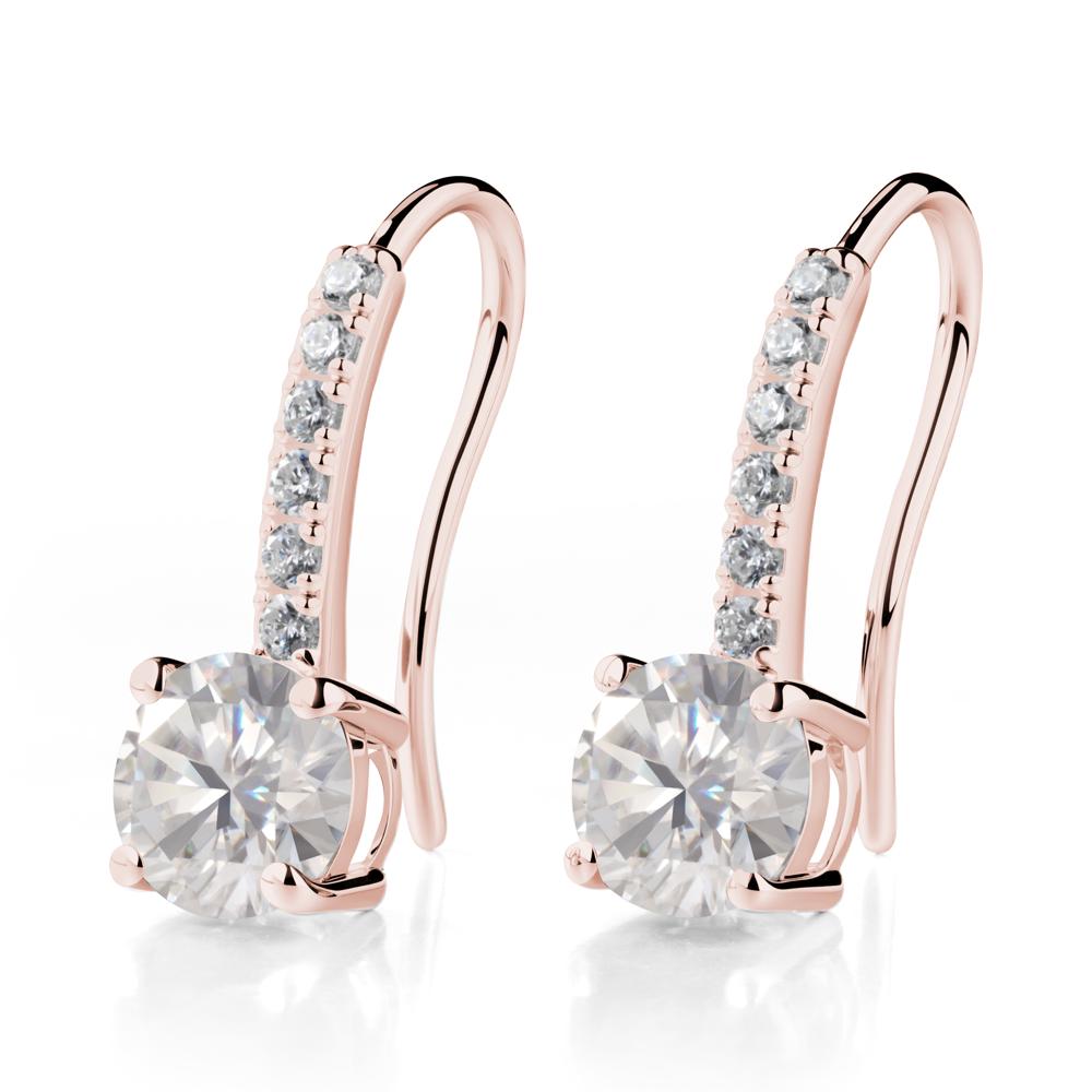 Simple Round Moissanite Dangle Earrings - LUO Jewelry #metal_18k rose gold