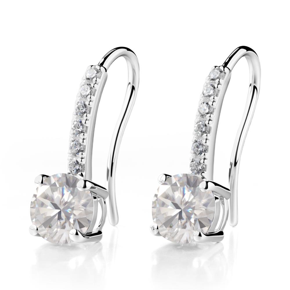 Simple Round Moissanite Dangle Earrings - LUO Jewelry #metal_18k white gold