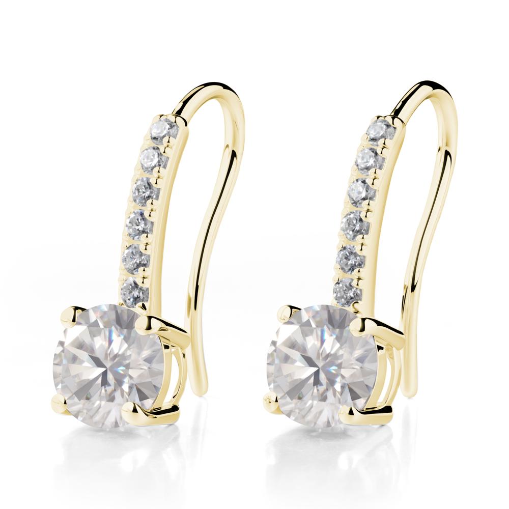 Simple Round Moissanite Dangle Earrings - LUO Jewelry #metal_18k yellow gold