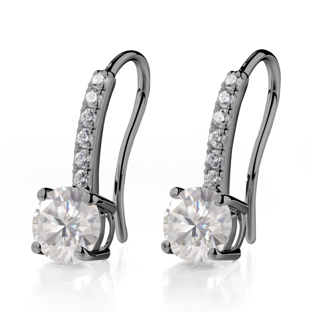 Simple Round Moissanite Dangle Earrings - LUO Jewelry #metal_black finish sterling silver