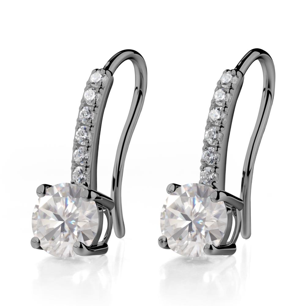 Simple Round Moissanite Dangle Earrings - LUO Jewelry #metal_black finish sterling silver