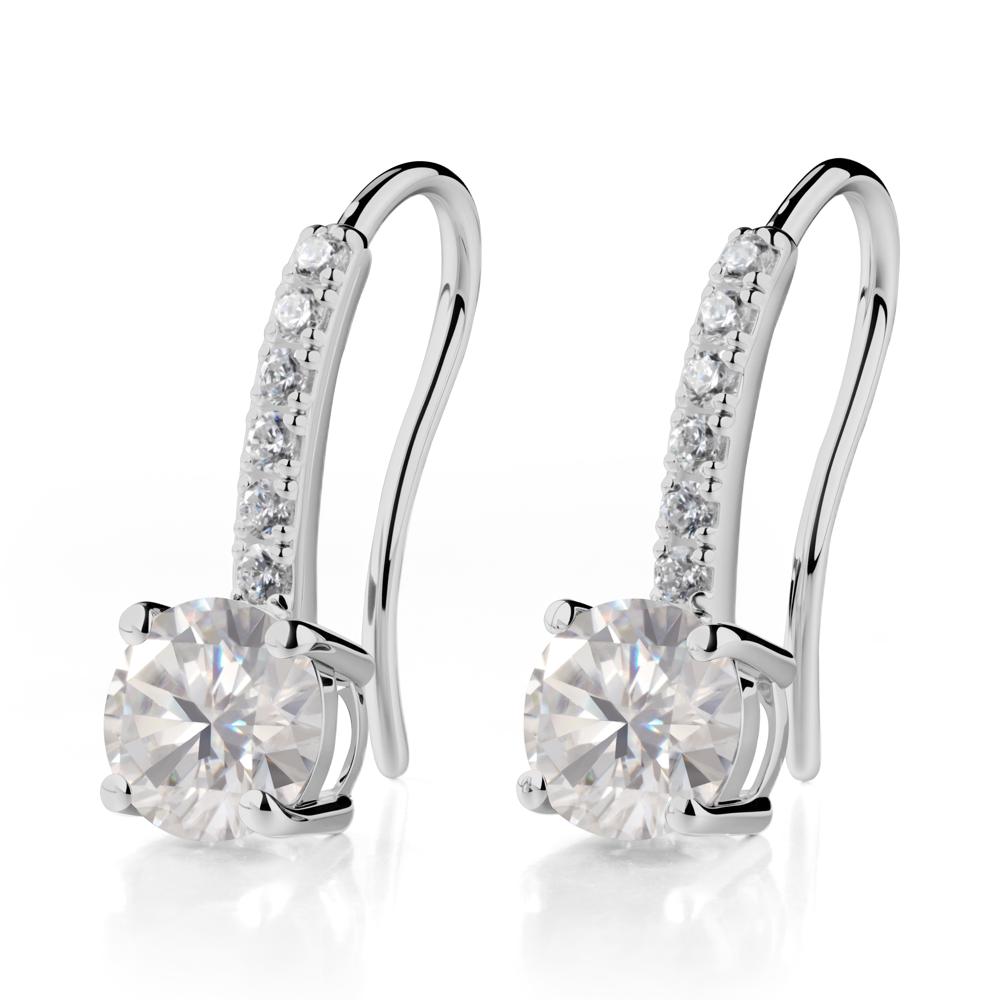 Simple Round Moissanite Dangle Earrings - LUO Jewelry #metal_platinum
