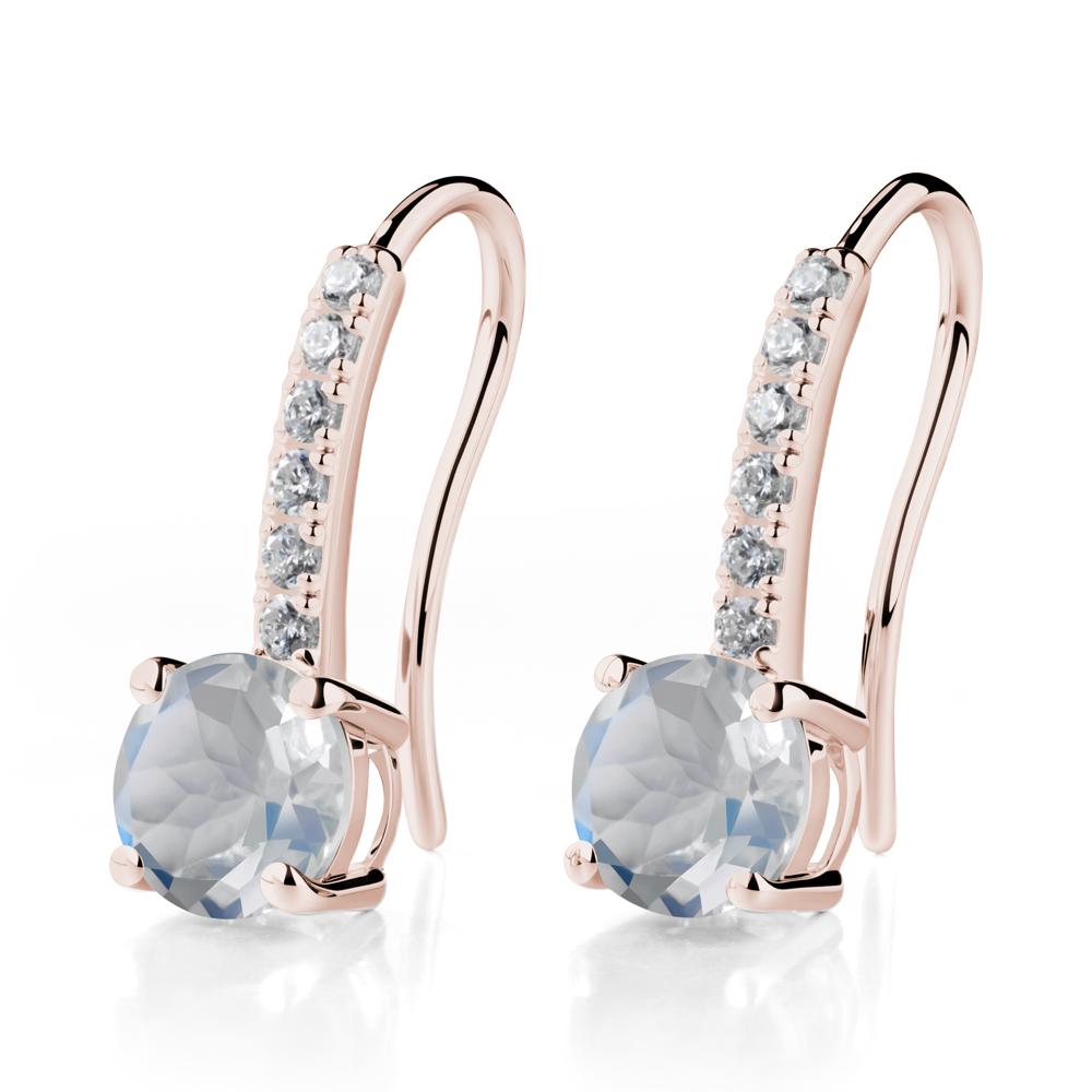 Simple Round Moonstone Dangle Earrings - LUO Jewelry #metal_14k rose gold