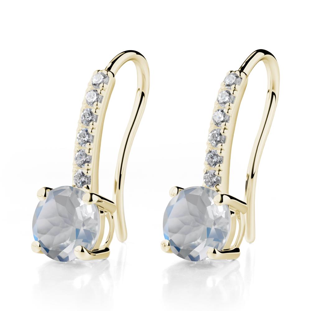 Simple Round Moonstone Dangle Earrings - LUO Jewelry #metal_14k yellow gold