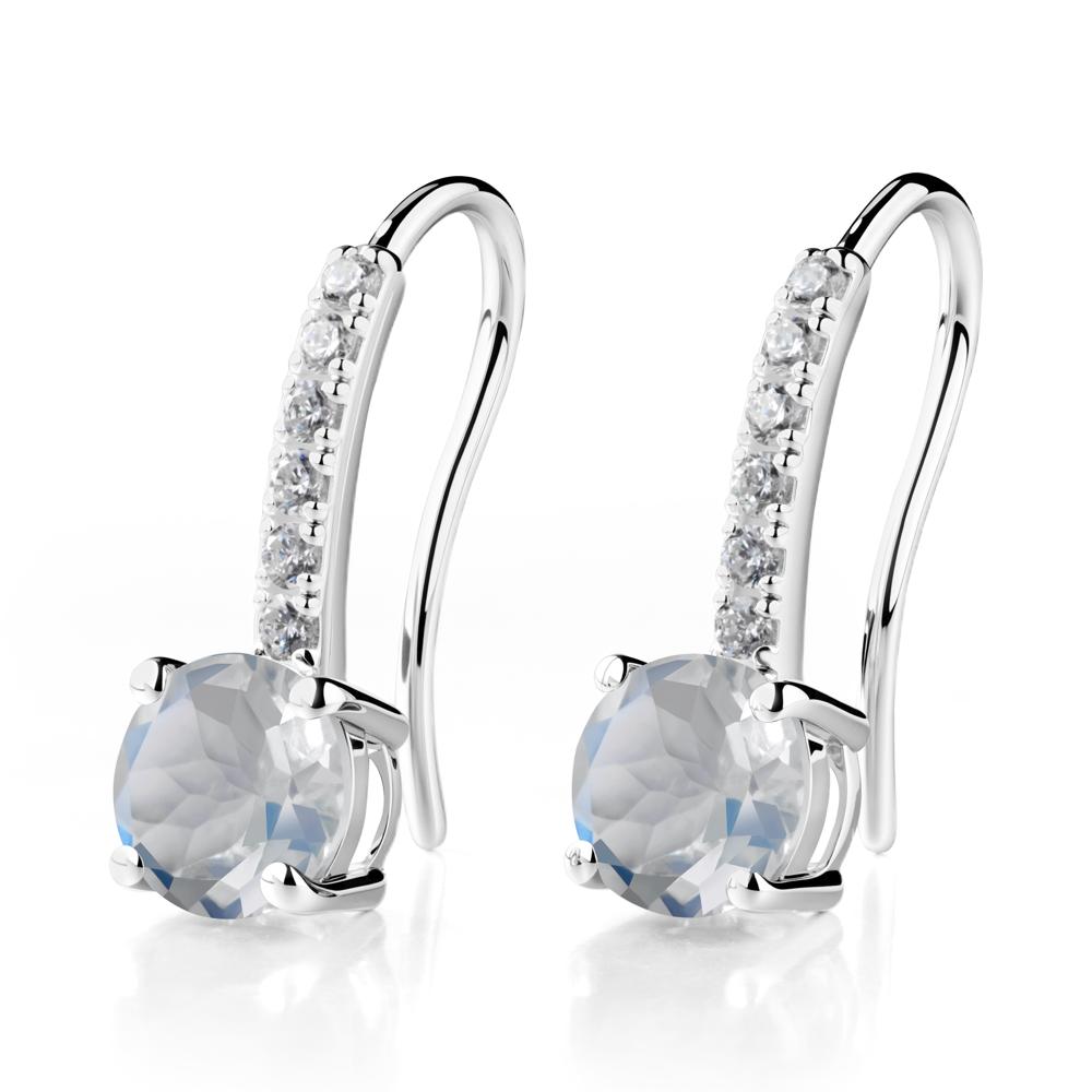 Simple Round Moonstone Dangle Earrings - LUO Jewelry #metal_18k white gold