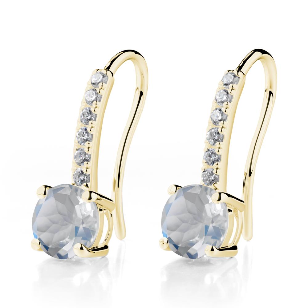 Simple Round Moonstone Dangle Earrings - LUO Jewelry #metal_18k yellow gold