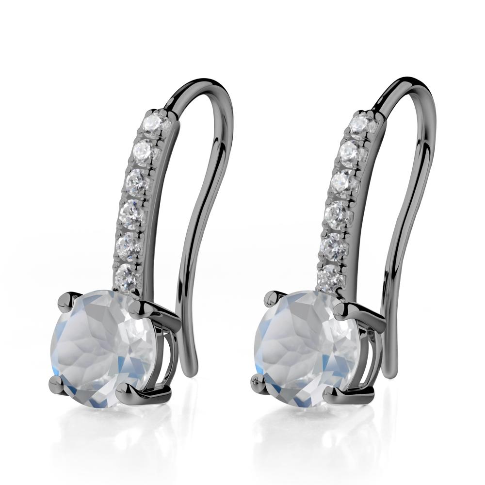 Simple Round Moonstone Dangle Earrings - LUO Jewelry #metal_black finish sterling silver