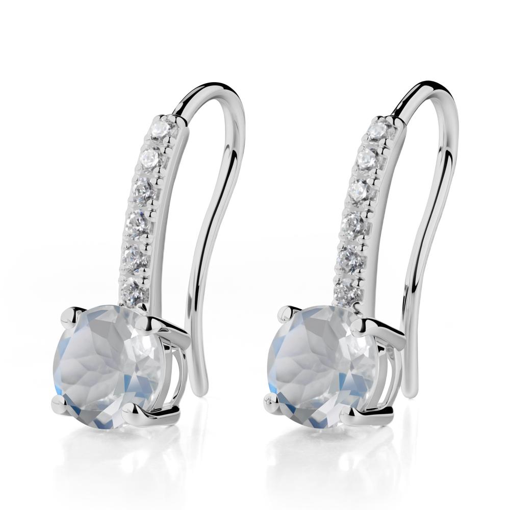 Simple Round Moonstone Dangle Earrings - LUO Jewelry #metal_platinum