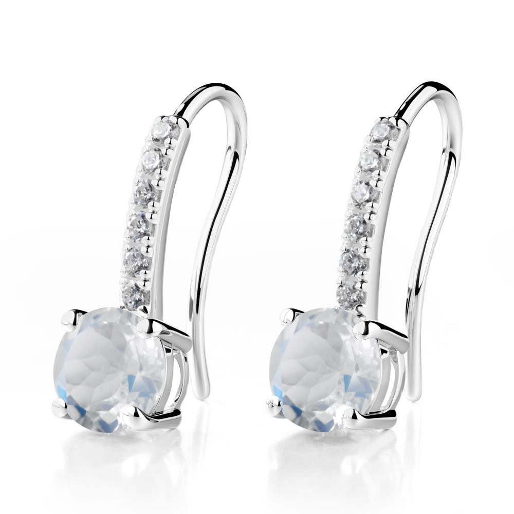 Simple Round Moonstone Dangle Earrings - LUO Jewelry #metal_sterling silver