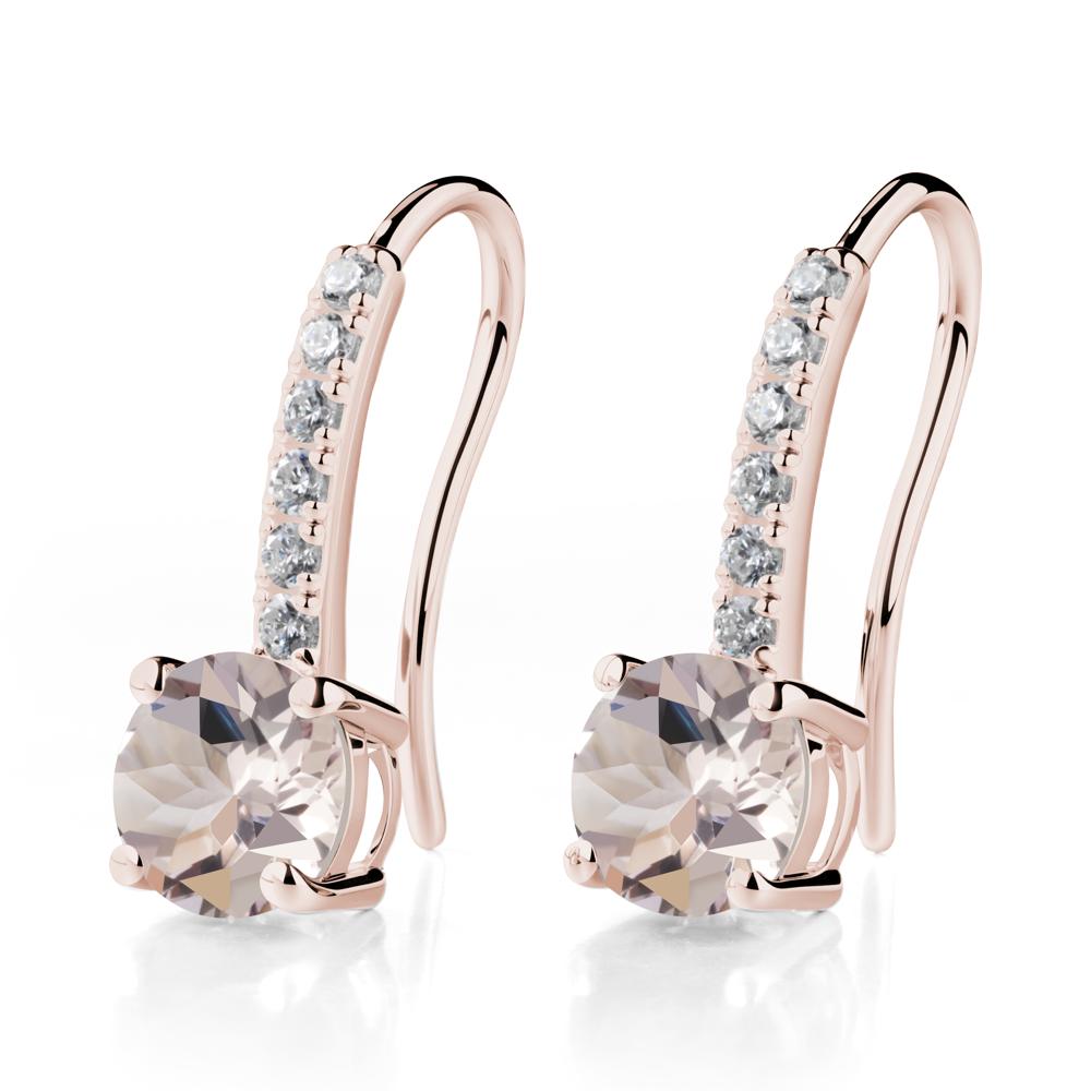 Simple Round Morganite Dangle Earrings - LUO Jewelry #metal_14k rose gold