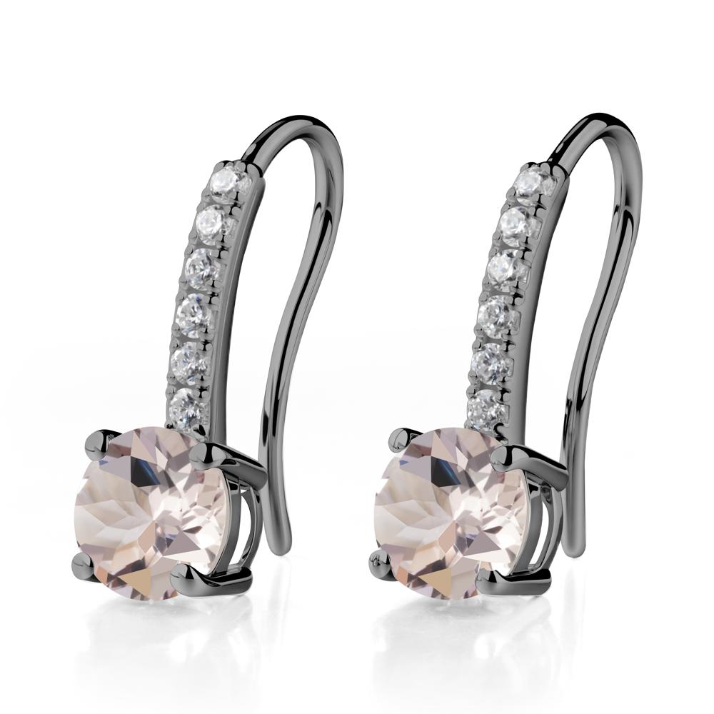 Simple Round Morganite Dangle Earrings - LUO Jewelry #metal_black finish sterling silver