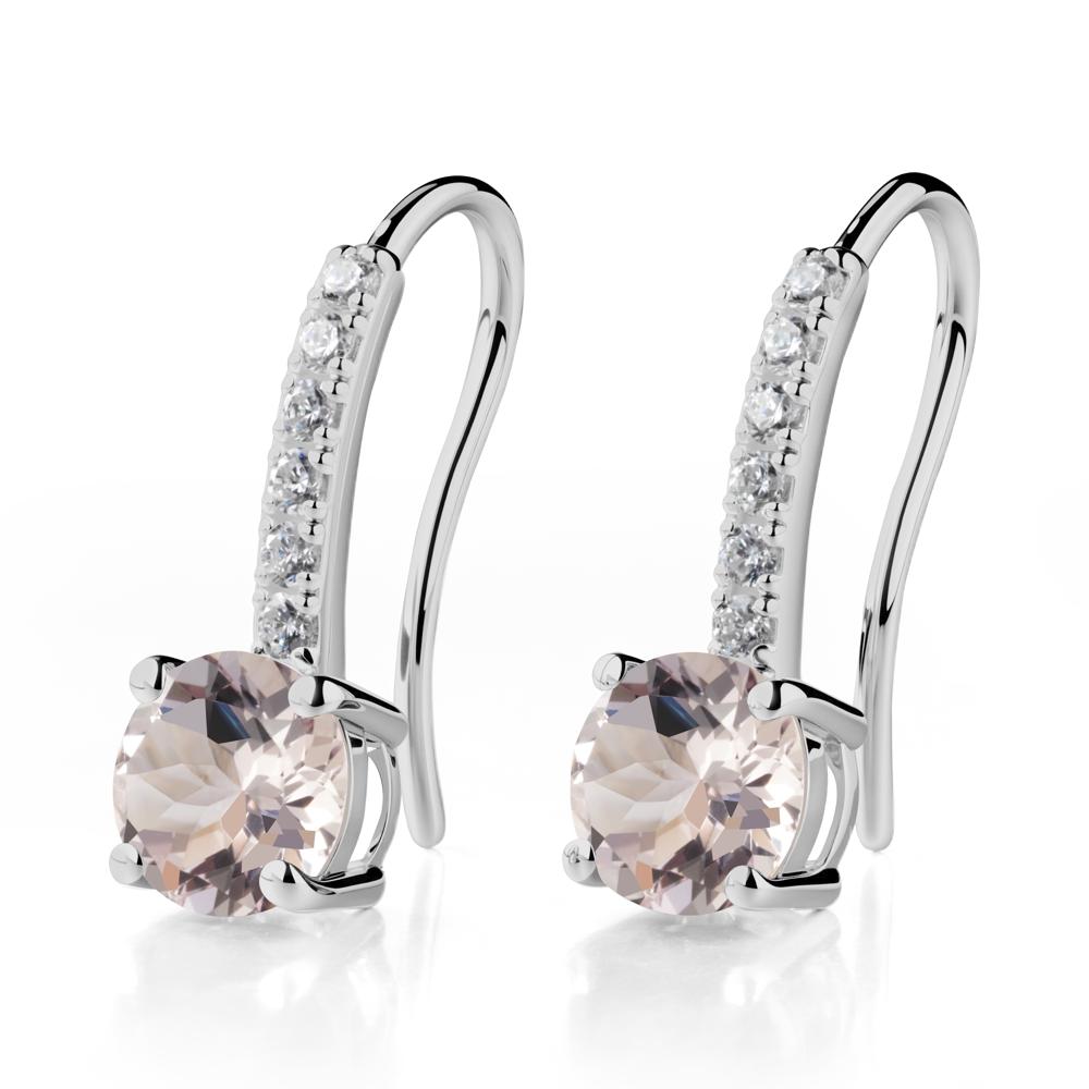Simple Round Morganite Dangle Earrings - LUO Jewelry #metal_platinum