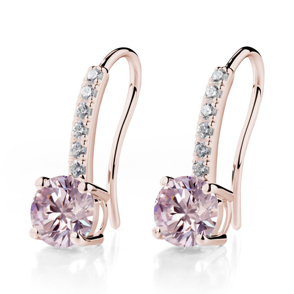 Simple Round Pink Cubic Zirconia Dangle Earrings - LUO Jewelry #metal_14k rose gold