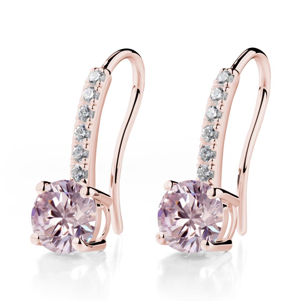 Simple Round Pink Cubic Zirconia Dangle Earrings - LUO Jewelry #metal_18k rose gold