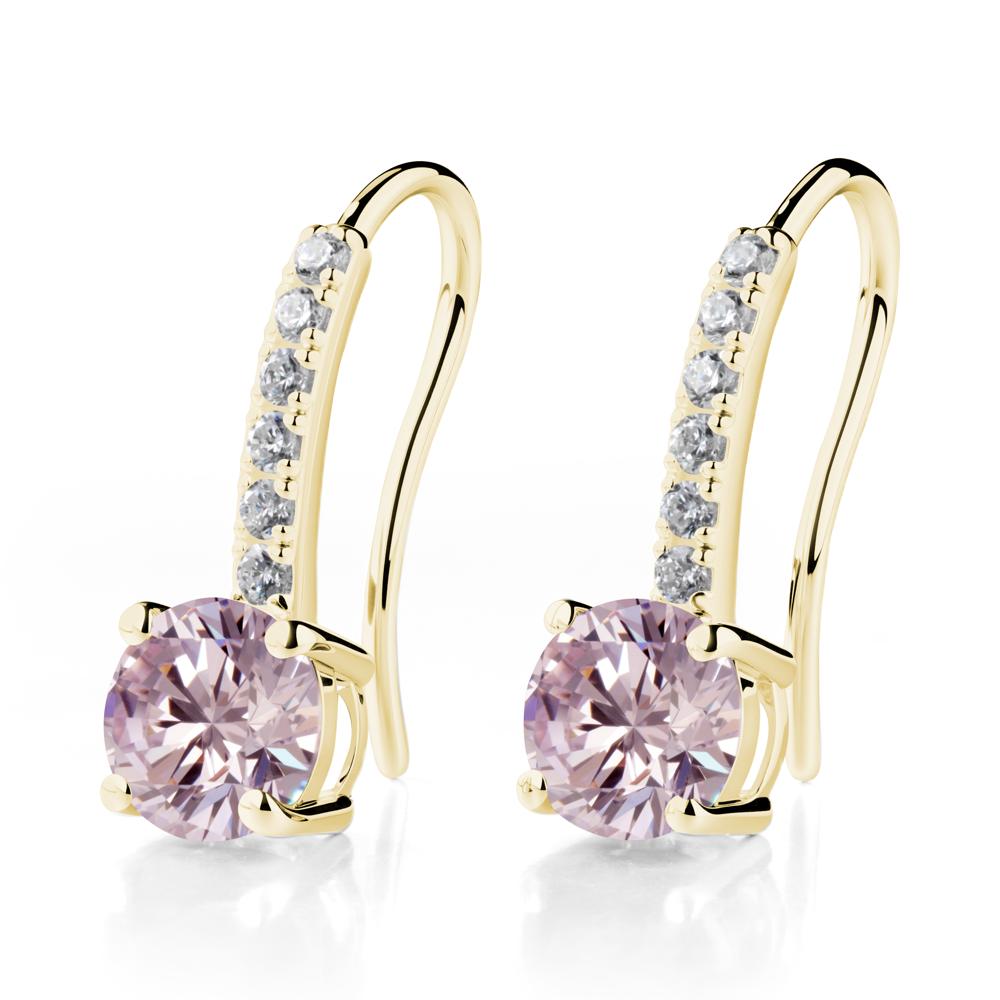 Simple Round Pink Cubic Zirconia Dangle Earrings - LUO Jewelry #metal_18k yellow gold