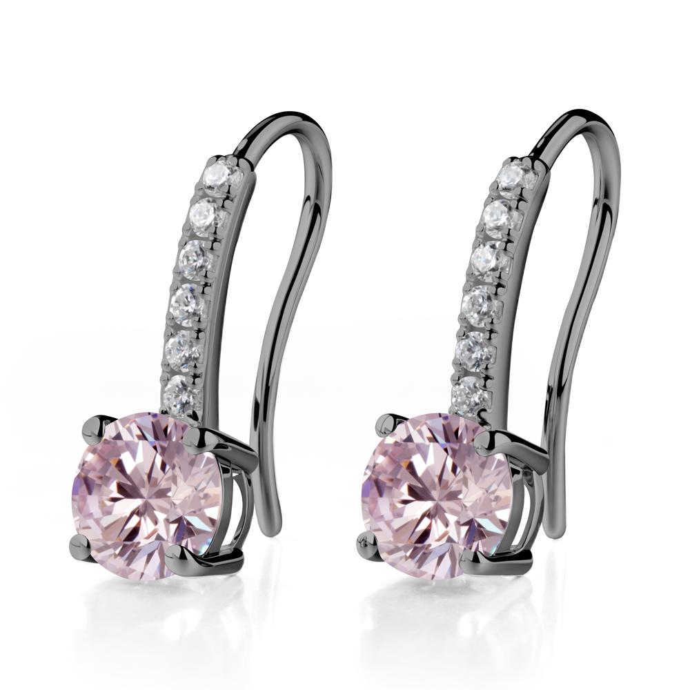 Simple Round Pink Cubic Zirconia Dangle Earrings - LUO Jewelry #metal_black finish sterling silver