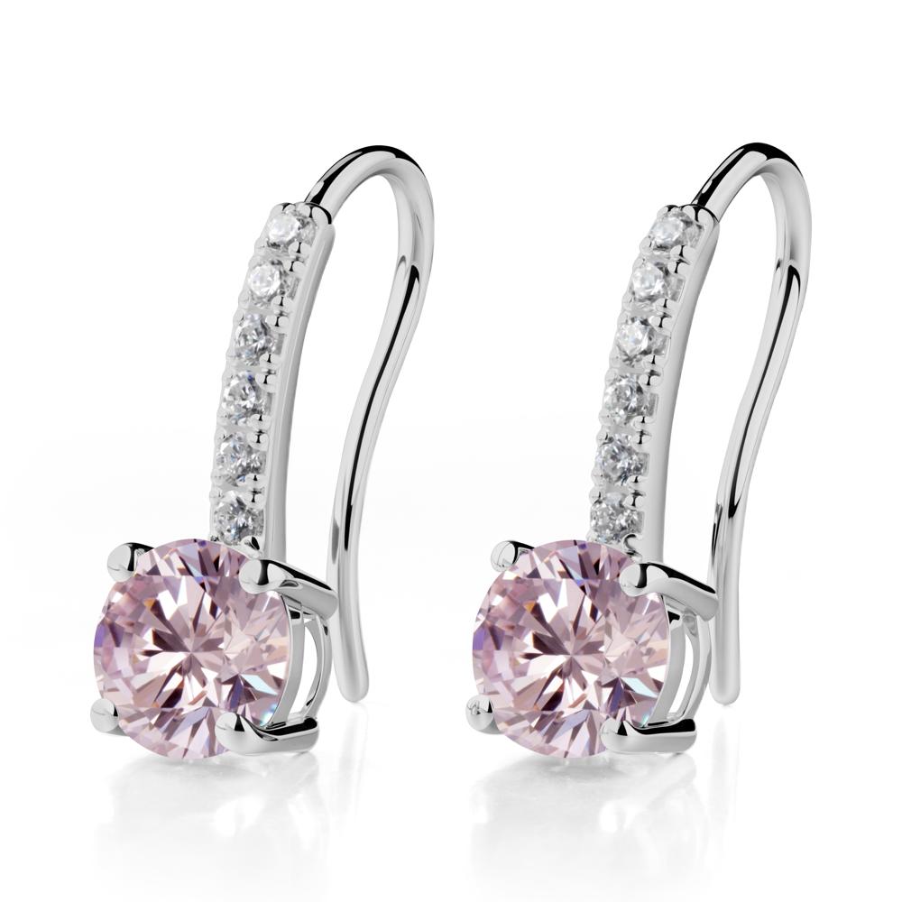 Simple Round Pink Cubic Zirconia Dangle Earrings - LUO Jewelry #metal_platinum