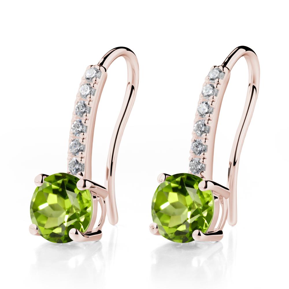 Simple Round Peridot Dangle Earrings - LUO Jewelry #metal_14k rose gold