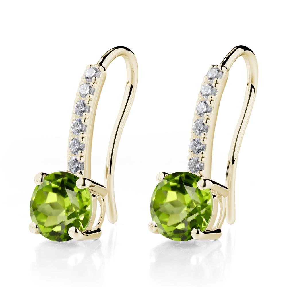 Simple Round Peridot Dangle Earrings - LUO Jewelry #metal_14k yellow gold