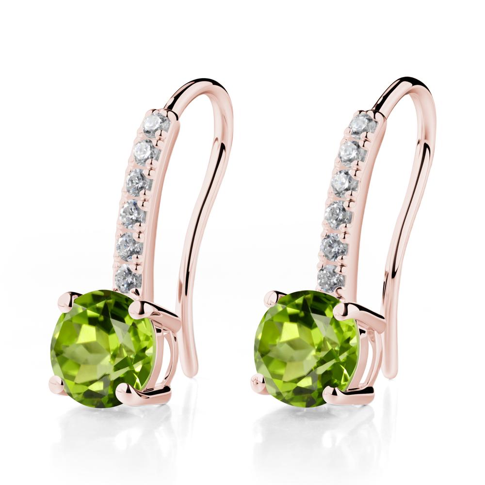 Simple Round Peridot Dangle Earrings - LUO Jewelry #metal_18k rose gold