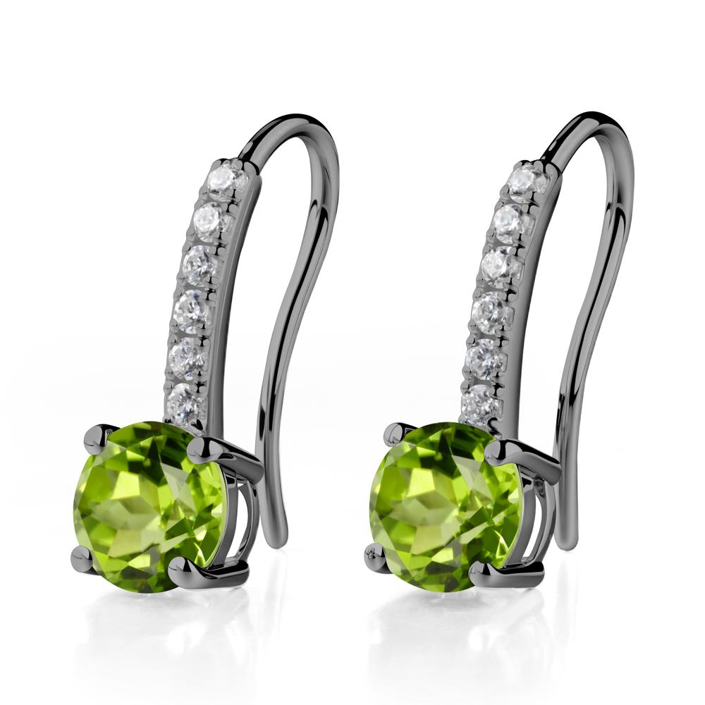 Simple Round Peridot Dangle Earrings - LUO Jewelry #metal_black finish sterling silver