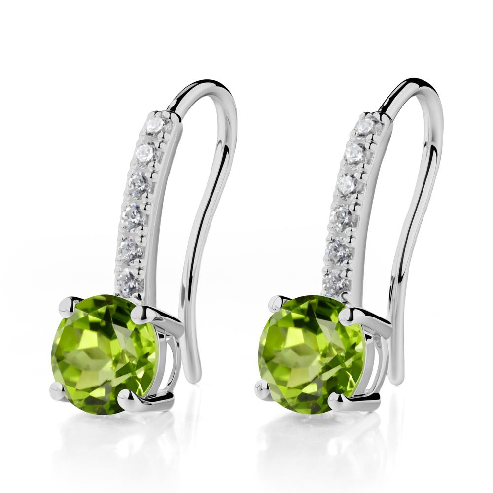 Simple Round Peridot Dangle Earrings - LUO Jewelry #metal_platinum