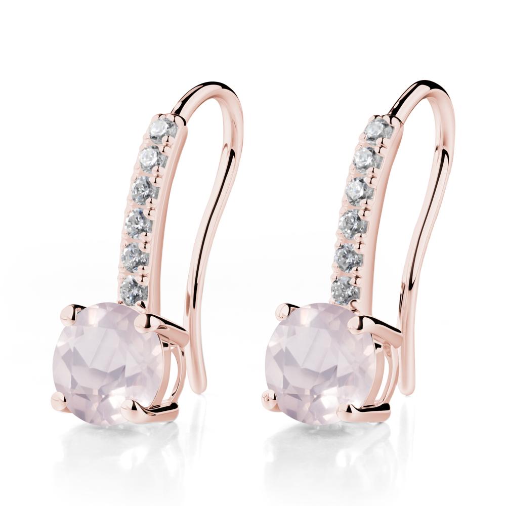 Simple Round Rose Quartz Dangle Earrings - LUO Jewelry #metal_18k rose gold