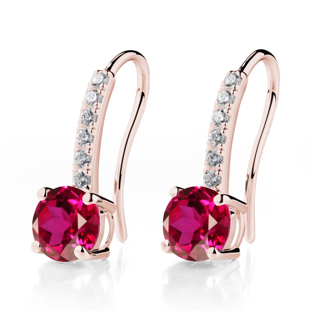 Simple Round Ruby Dangle Earrings - LUO Jewelry #metal_18k rose gold