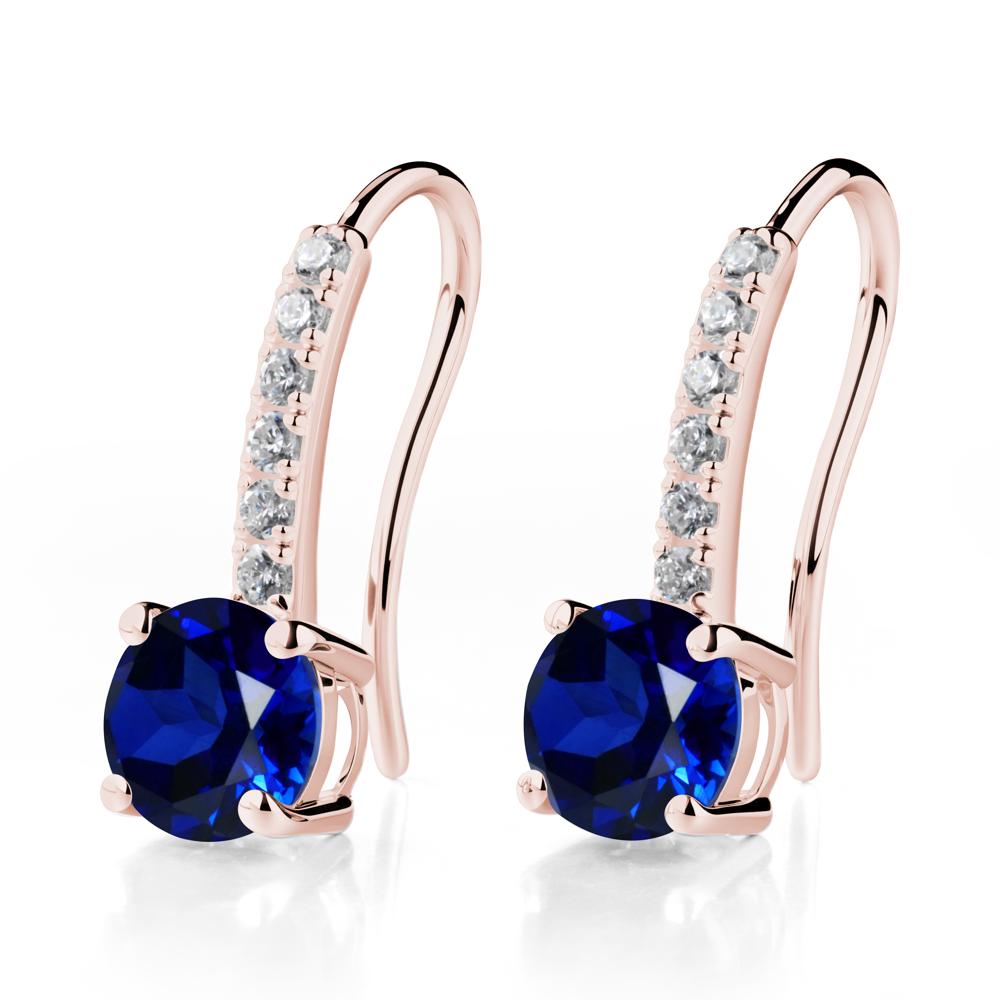 Simple Round Sapphire Dangle Earrings - LUO Jewelry #metal_18k rose gold