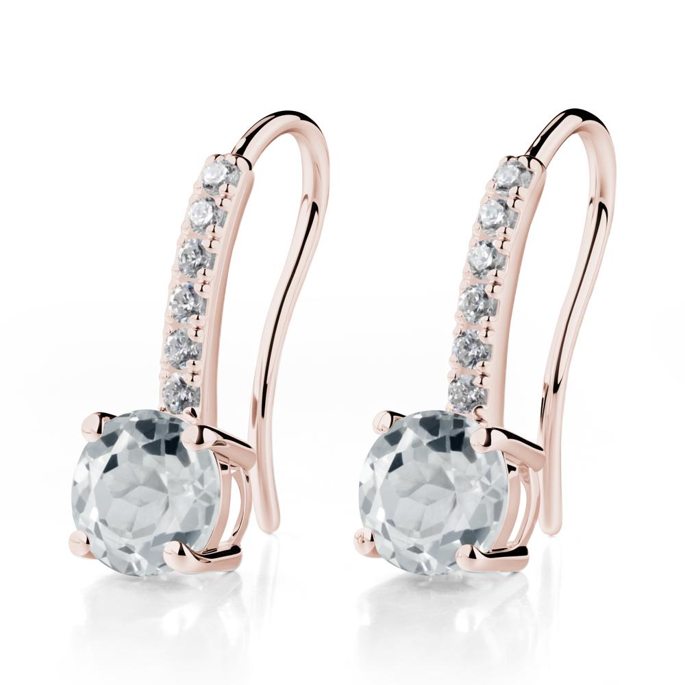 Simple Round White Topaz Dangle Earrings - LUO Jewelry #metal_14k rose gold