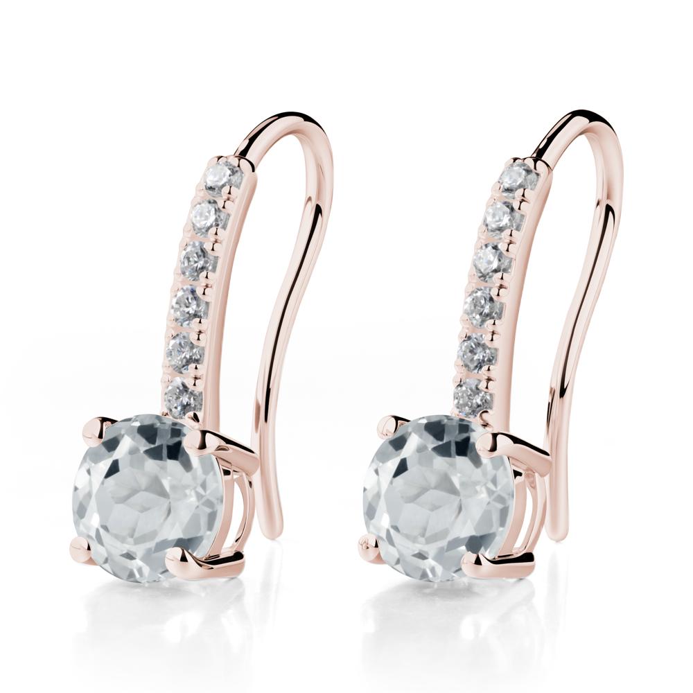 Simple Round White Topaz Dangle Earrings - LUO Jewelry #metal_14k rose gold