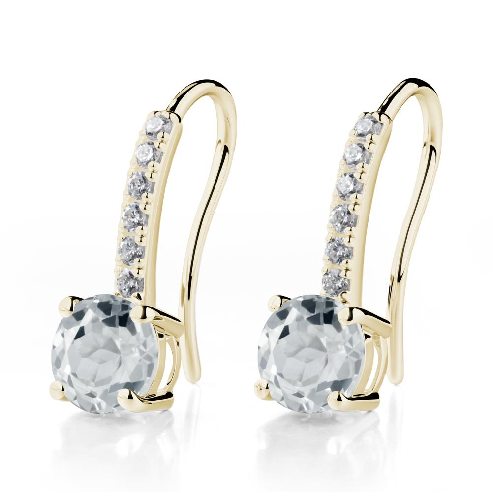 Simple Round White Topaz Dangle Earrings - LUO Jewelry #metal_14k yellow gold