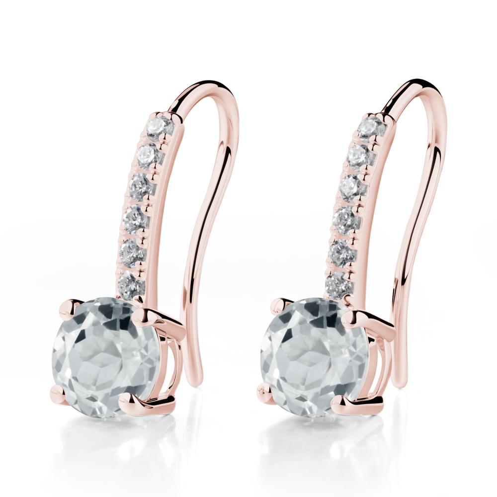 Simple Round White Topaz Dangle Earrings - LUO Jewelry #metal_18k rose gold