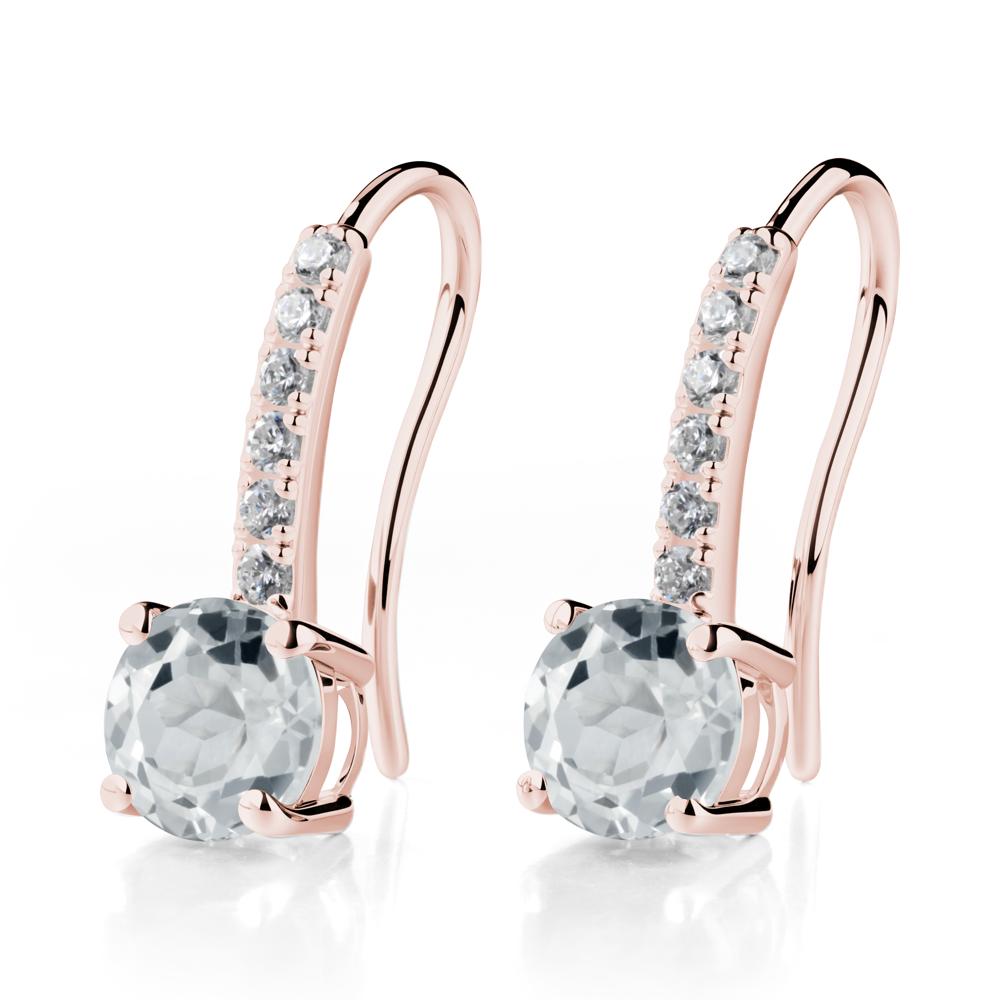 Simple Round White Topaz Dangle Earrings - LUO Jewelry #metal_18k rose gold