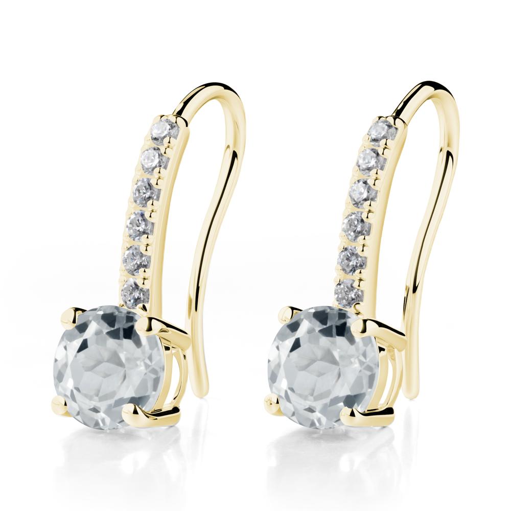 Simple Round White Topaz Dangle Earrings - LUO Jewelry #metal_18k yellow gold