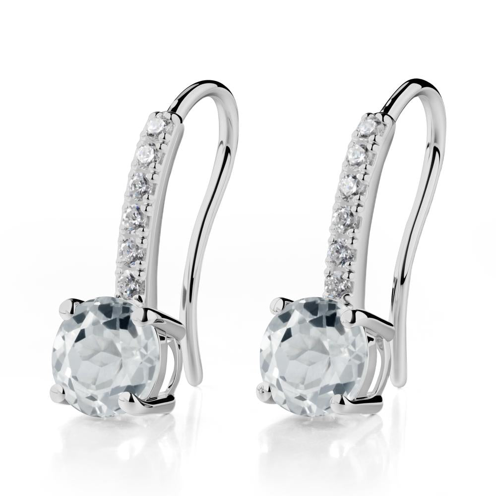 Simple Round White Topaz Dangle Earrings - LUO Jewelry #metal_platinum