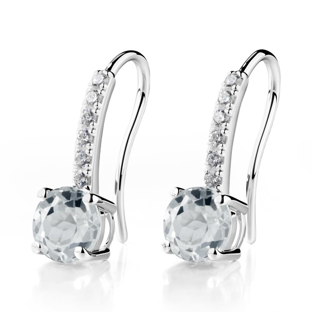 Simple Round White Topaz Dangle Earrings - LUO Jewelry #metal_sterling silver