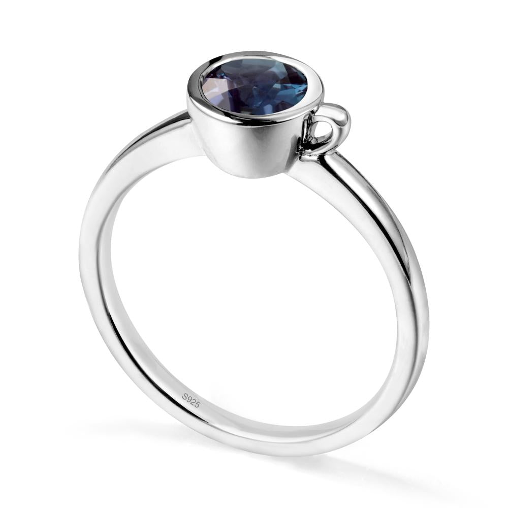 Unique Bezel Solitaire Alexandrite Ring - LUO Jewelry #metal_sterling silver