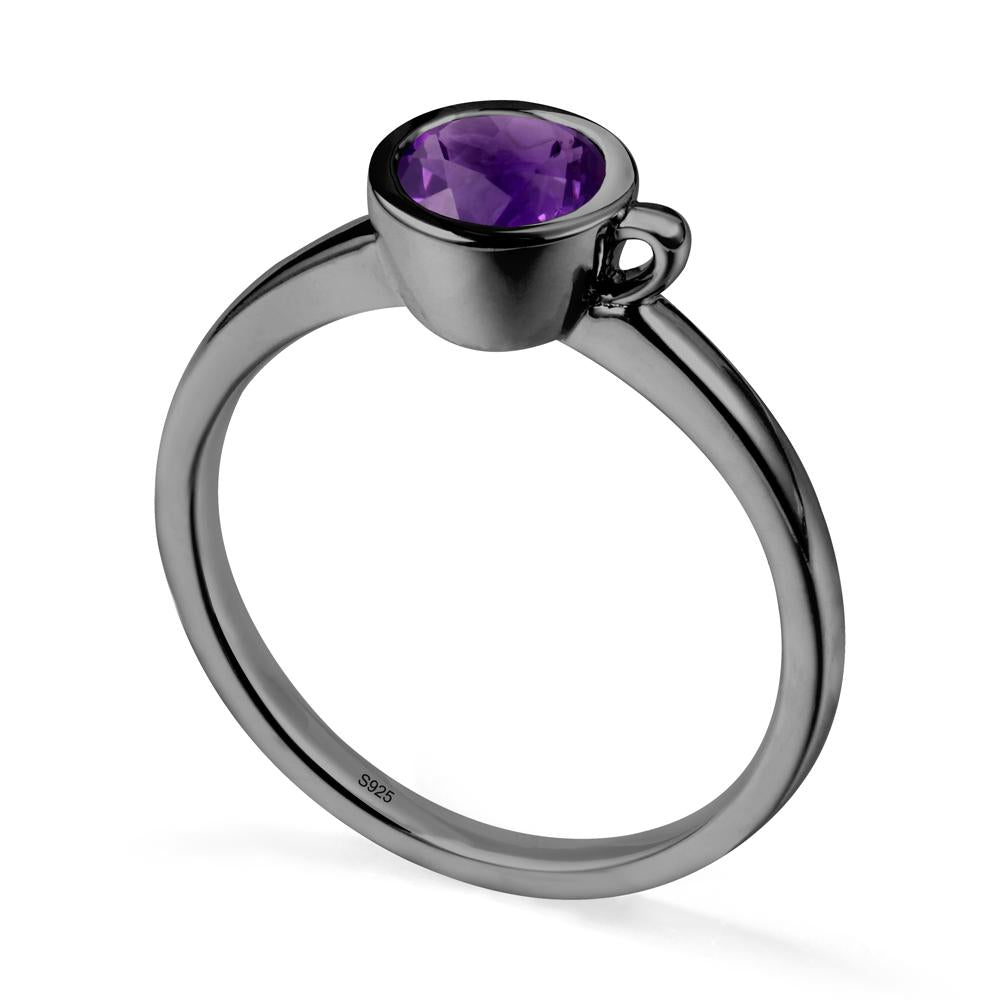 Creative Coffee Cup Inspired Amethyst Ring - LUO Jewelry #metal_black finish sterling silver